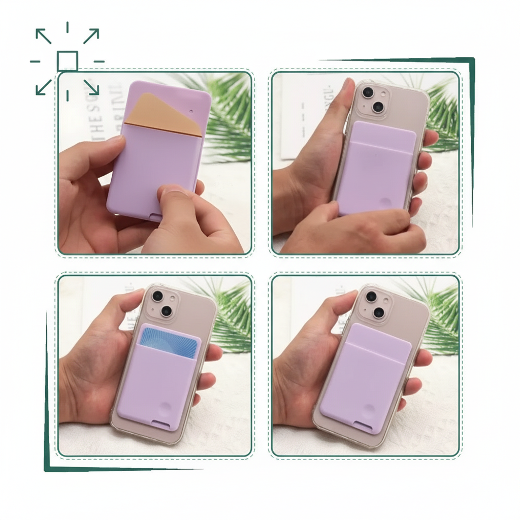 Phone card pocket showing thickness with cards inside
