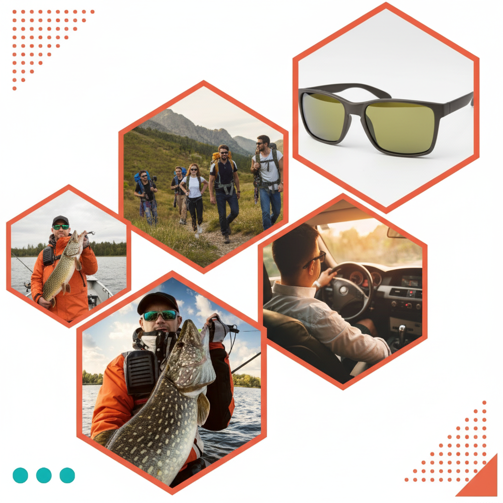 Professional-grade fishing sunglasses with wrap-around design